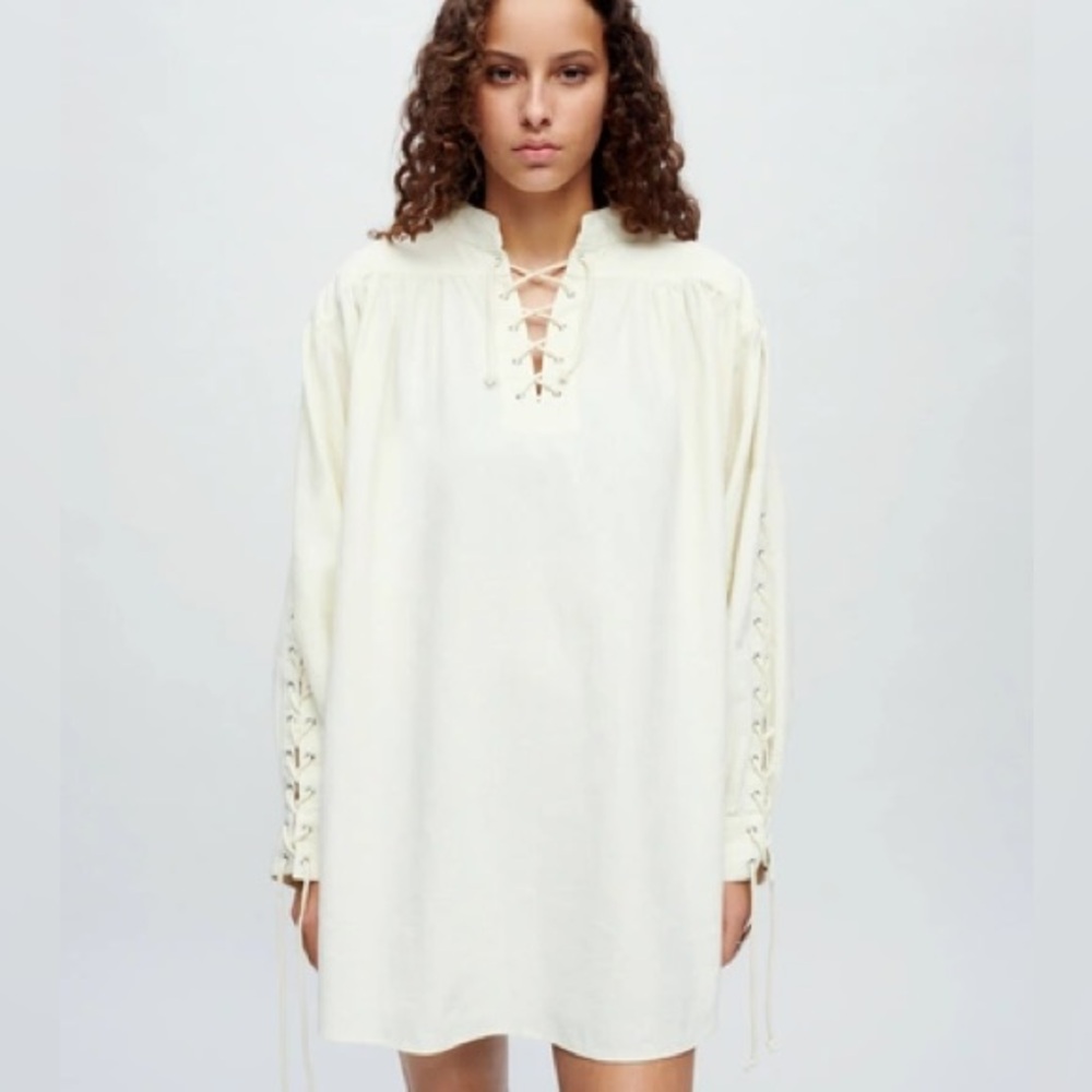 NWT Re/Done $495 Pirate Dress Ivory (small pen mark)